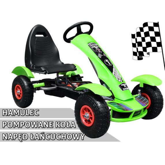 Pedálos Gokart Inlea4Fun Racing XL - Zöld