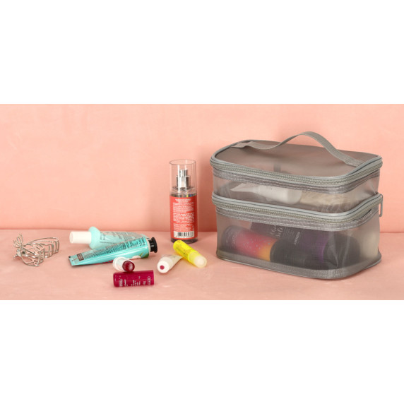 Kozmetikai táska, utazásszervező 21x13,5x14 cm - szürke