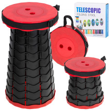 Hordozható, teleszkópos szék kempingezéshez-  piros Előnézet