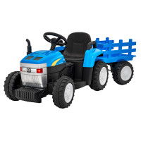 Elektromos jármű traktor pótkocsival New Holland T7 - Fekete/kék 