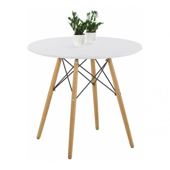 Skandináv stílusú kerek étkezőasztal 80 cm AGA MR2030-80 - Fehér