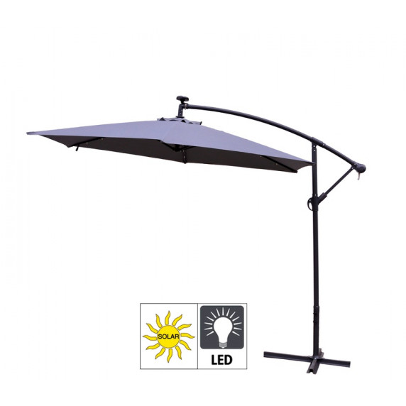 Függő napernyő Aga EXCLUSIV LED 300 cm - Sötét szürke
