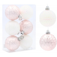 Karácsonyfa dísz szett 6 darab 6 cm Inlea4Fun - Fehér/rózsaszín 