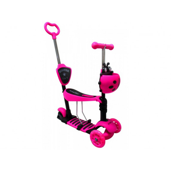 Háromkerekű gyerek roller 5 az 1-ben R-Sport  világító kerekekkel H3 - rózsaszín