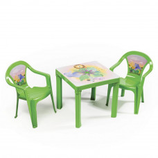 Kisasztal 2 székkel - Zöld Előnézet