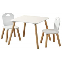 Gyerekasztal székekkel SCANDI - Fehér/natúr 