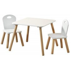 Gyerekasztal székekkel SCANDI - Fehér/natúr Előnézet