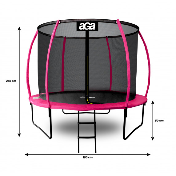 Trambulin belső védőhálóval 180 cm Aga SPORT EXCLUSIVE MRPU1006P - rózsaszín