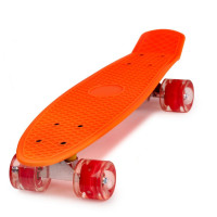 Skateboard gördeszka LED kerekekkel Frisbee  - Narancssárga 