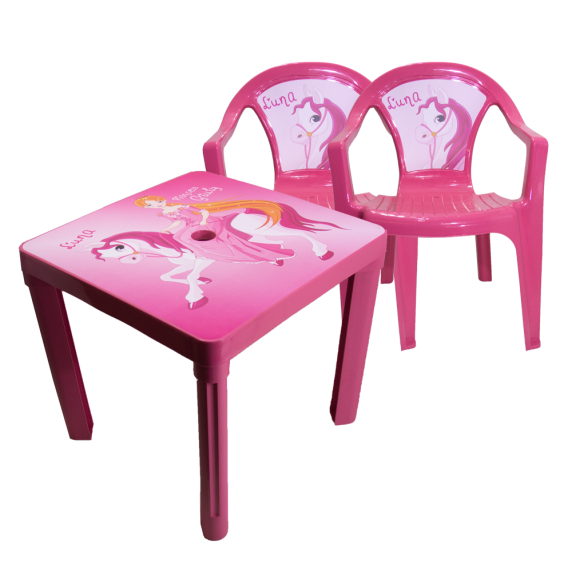 Kisasztal 2 székkel Inlea4Fun - Rózsaszín