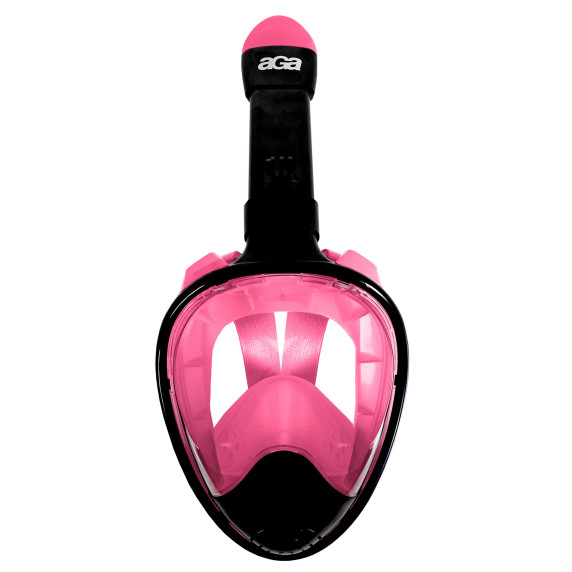 Aga Full Face Snorkel Mask L/XL Fekete/Rózsaszín