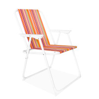 Összecsukható kerti szék AGA OXFORD MR2128 - narancssárga csíkokkal 