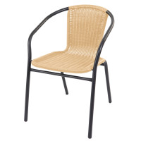 Fém kerti szék rattan szövésű szék Linder Exclusiv MC4606 - szürke/bézs 