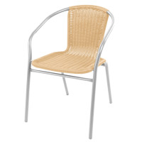 Fém kerti szék rattan szövésű szék Linder Exclusiv MC4608 - ezüst /bézs 