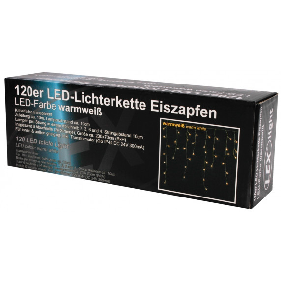 Jégcsap fényfüggöny 120 LED Linder Exclusiv LK006W - Meleg fehér