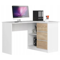 Sarok íróasztal jobbos 124,5x77x85 cm AKORD CLP - Fehér/tölgy sonoma 