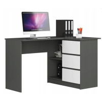 Sarok íróasztal jobbos 124,5x77x85 cm AKORD CLP - Grafitszürke/fehér 