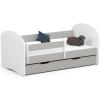 Gyerekágy ágyneműtartóval + matrac Smile 140 x 70 cm - fehér/szürke 