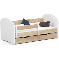 Gyerekágy ágyneműtartóval + matrac Smile 140 x 70 cm - fehér/sonoma tölgy Előnézet