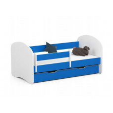 Gyerekágy ágyneműtartóval + matrac Smile 140 x 70 cm - fehér/kék Előnézet