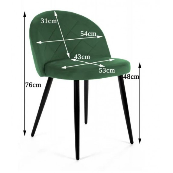 Velúr szék steppelt 4 db skandináv stílusban - Zöld