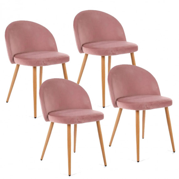 Velúr szék 4 db skandináv stílusban -Rózsaszín