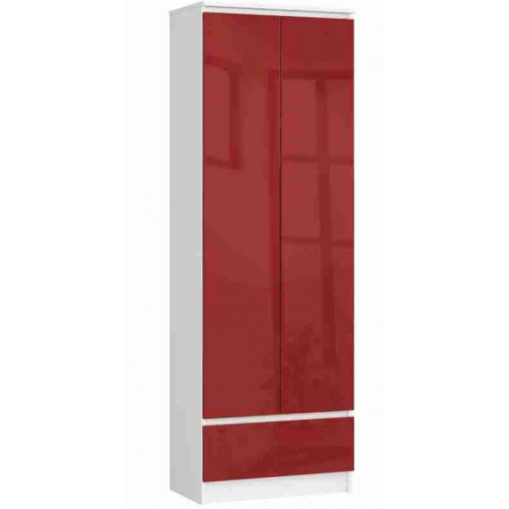 Kétajtós szekrény 1 fiókkal AKORD R60 2D 1SZ CLP POLYSK - Piros  magasfényű