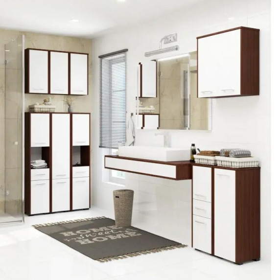 Fürdőszoba szekrény 140cm - Wenge/fehér