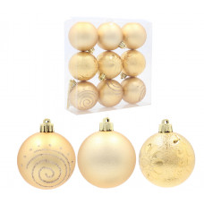 Karácsonyfa dísz szett 9 darab gömb 6 cm Inlea4Fun - Arany Előnézet