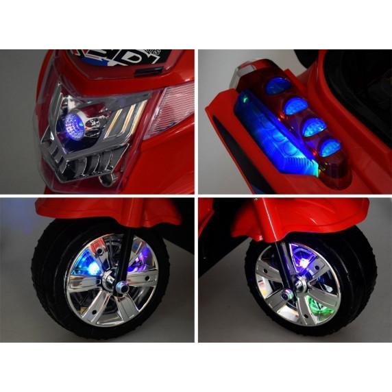 Elektromos kismotor LED világítással Inlea4Fun - piros