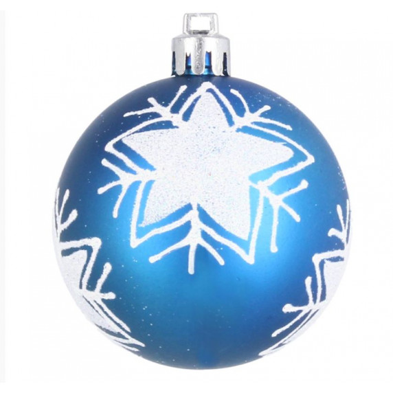 Karácsonyfa dísz szett 8 darab gömb 6 cm Inlea4Fun - Kék/Csillag