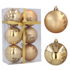 Karácsonyfa dísz szett 6 darab gömb 7 cm Inlea4Fun - Arany/Aranyág Előnézet