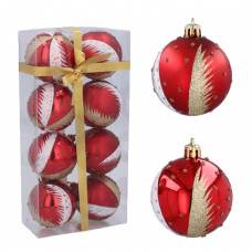 Karácsonyfa dísz szett 8 darab gömb 6 cm Inlea4Fun - Piros/Angyalszárny Előnézet