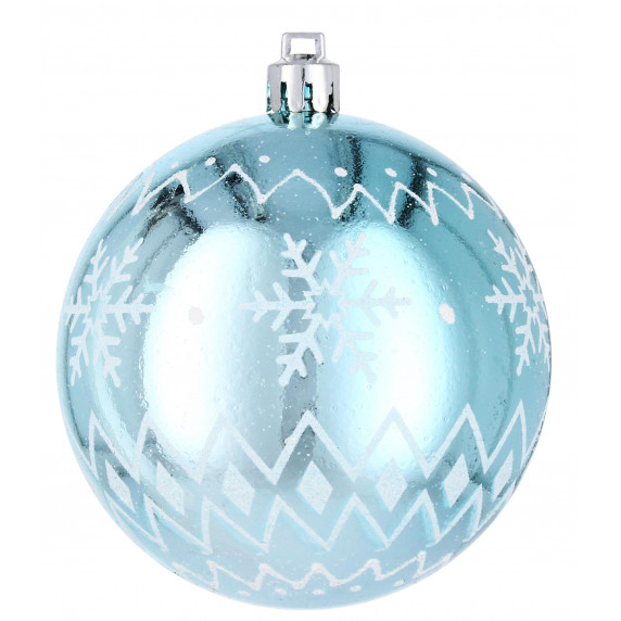 Karácsonyfa dísz szett 6 darab gömb 8 cm Inlea4Fun  - Fehér-Kék/Hópehely