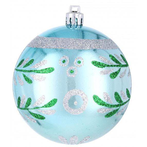 Karácsonyfa dísz szett 6 darab gömb 8 cm Inlea4Fun - Kék/Fenyőág