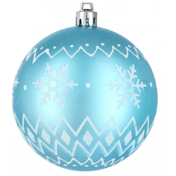 Karácsonyfa dísz szett 6 darab gömb 8 cm Inlea4Fun  - Fehér-Kék/Hópehely