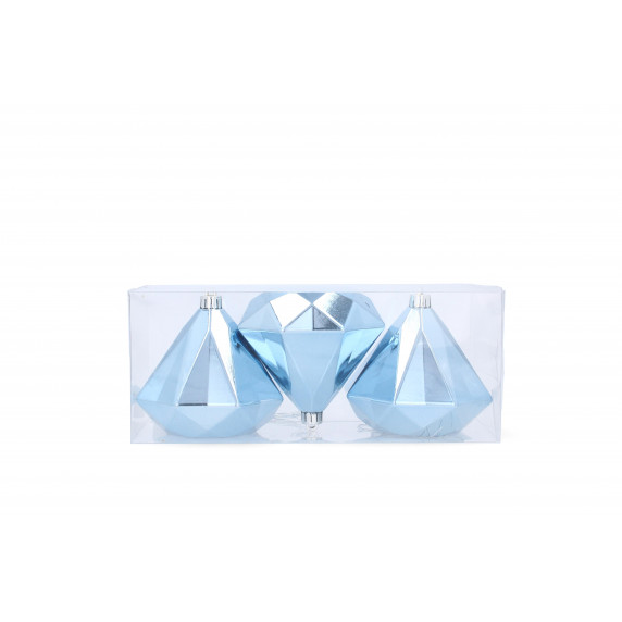 Karácsonyfa dísz szett 3 darab gyémánt alakú dísz 10 cm Inlea4Fun - Kék