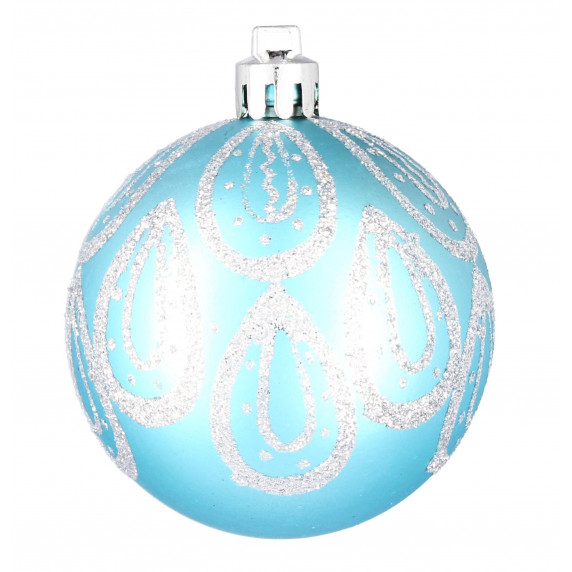 Karácsonyfa dísz szett 8 darab gömb 6 cm Inlea4Fun - Kék/vízcsepp