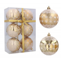 Karácsonyfa dísz szett 6 darab gömb 8 cm Inlea4Fun - Arany Kör mintás 