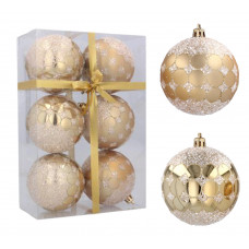 Karácsonyfa dísz szett 6 darab gömb 8 cm Inlea4Fun - Arany Kör mintás Előnézet