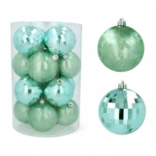 Karácsonyfa dísz szett 16 darab gömb 8 cm Inlea4Fun - Mentazöld Előnézet