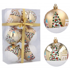 Karácsonyfa dísz szett 6 darab gömb 7 cm Inlea4Fun - Arany/Karácsonyfa Előnézet