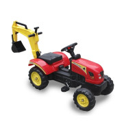 Pedálos traktor markolóval Inlea4Fun - Piros/sárga 