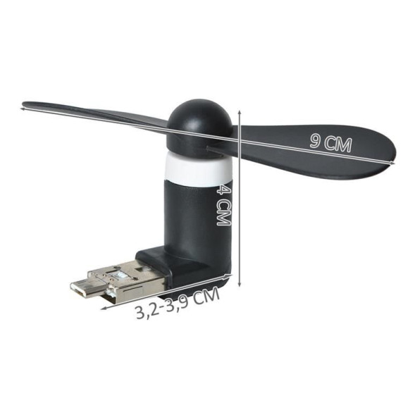 Hordozható Mikro USB Ventilátor - Fekete