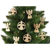 Fa karácsonyfadísz 12 darab  Inlea4Fun - Angyalkák 