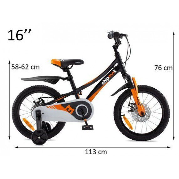 Gyerek bicikli ROYALBABY Explorer 16" CM16-3 - fekete/narancssárga