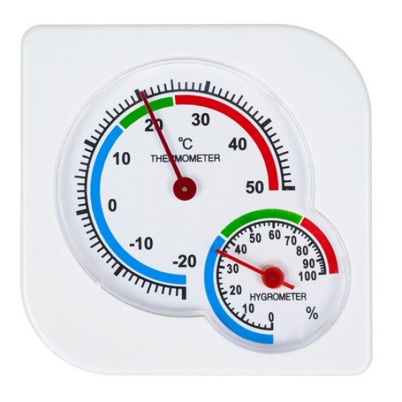Analóg hőmérő nedvességmérővel - Fehér